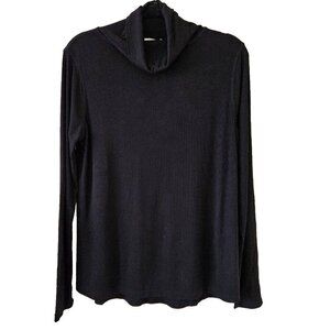 Terrera Black Turtleneck Top Womens L Bamboo Spandex LS Minimalist Office Siren